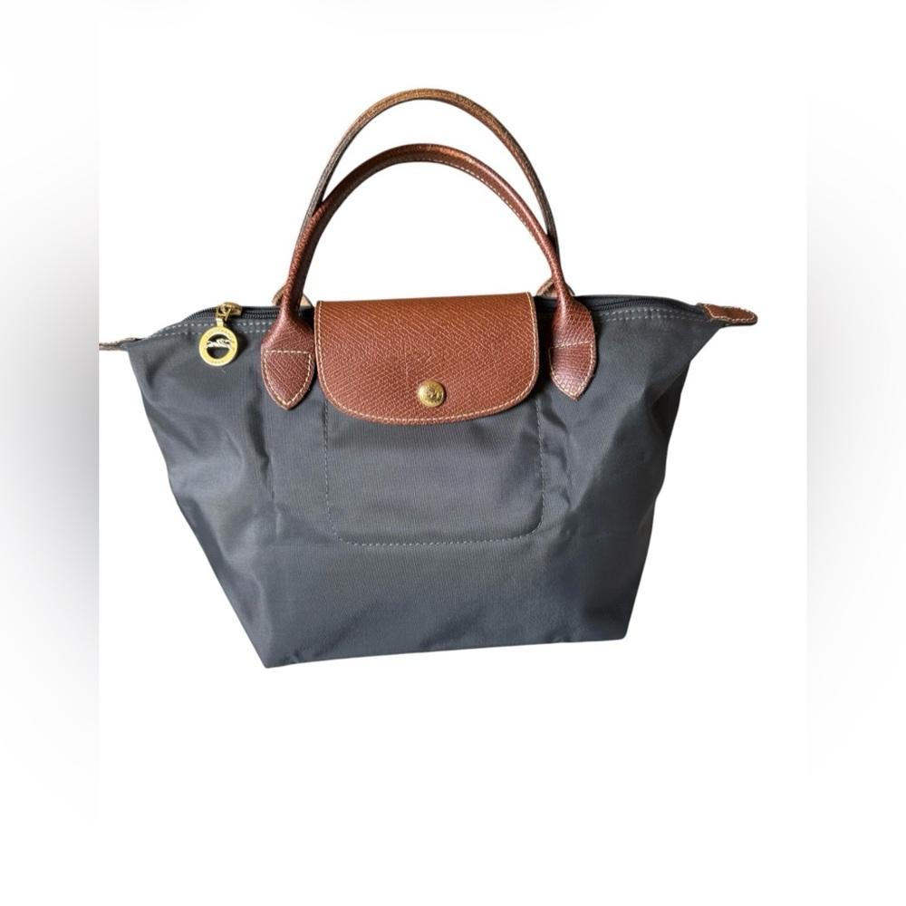 Longchamp Black Tote bag with Brown Leather Trim